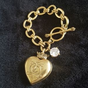 100% Authentic USED Gold Juicy Couture Heart Locket Charm Bracelet